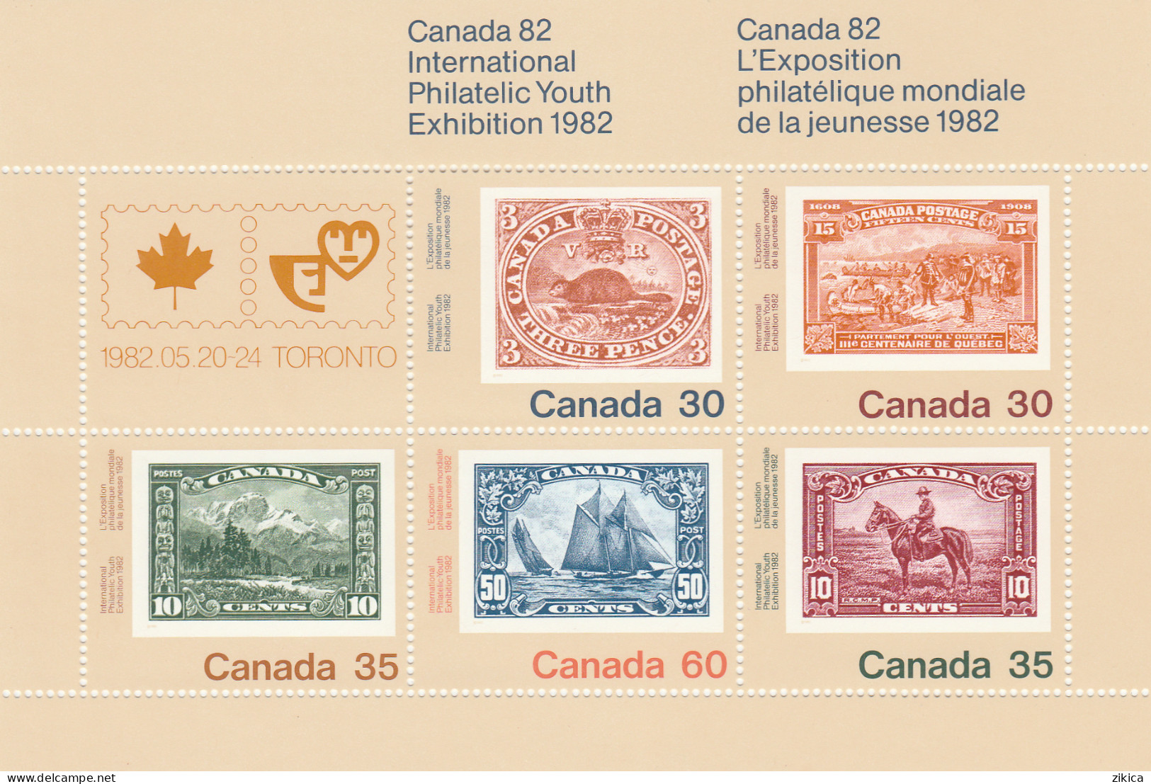 Canada 1982 "Canada 82" International Philatelic Youth Exhibition, Toronto - Stamps On Stamps, S/S,MNH** - Unused Stamps