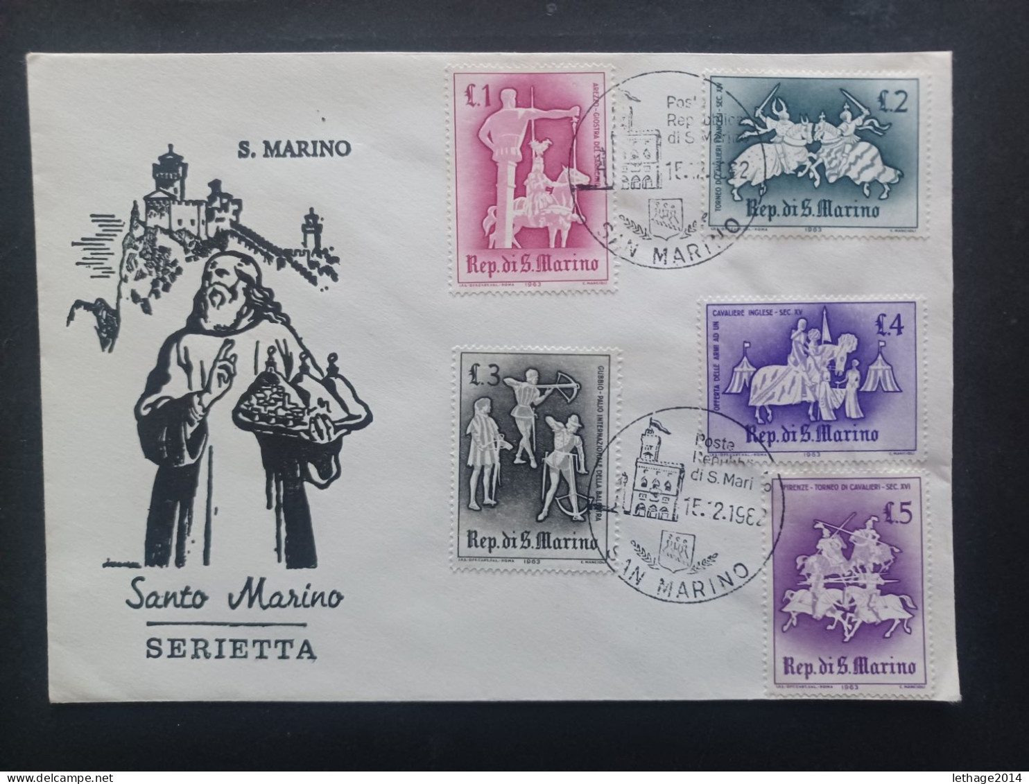 SAN MARINO FIRST DAY COVER 1963 GIOSTRE E TORNEI - Lettres & Documents