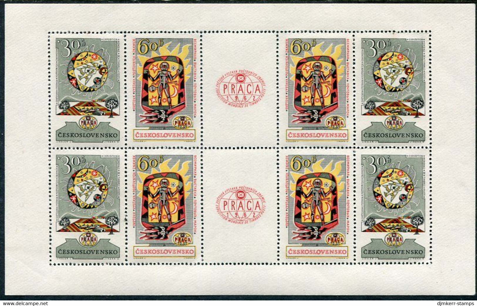 CZECHOSLOVAKIA 1962 PRAGA Exhibition Sheetlet MNH / **.  Michel 1355-56Kb - Blocks & Kleinbögen