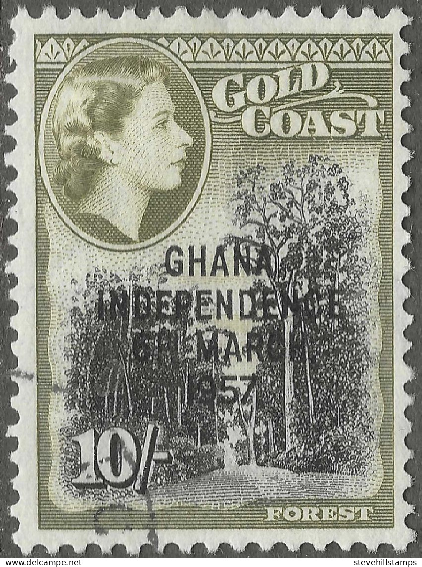 Ghana. 1957-58 Stamps Of Gold Coast O/P. 10/- Used. SG 181 - Ghana (1957-...)