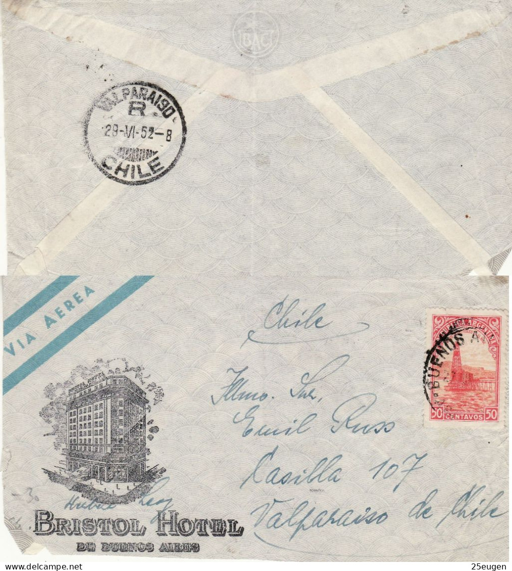 ARGENTINA 1952  AIRMAIL  LETTER SENT FROM BUENOS AIRES TO VALPARAISO - Briefe U. Dokumente