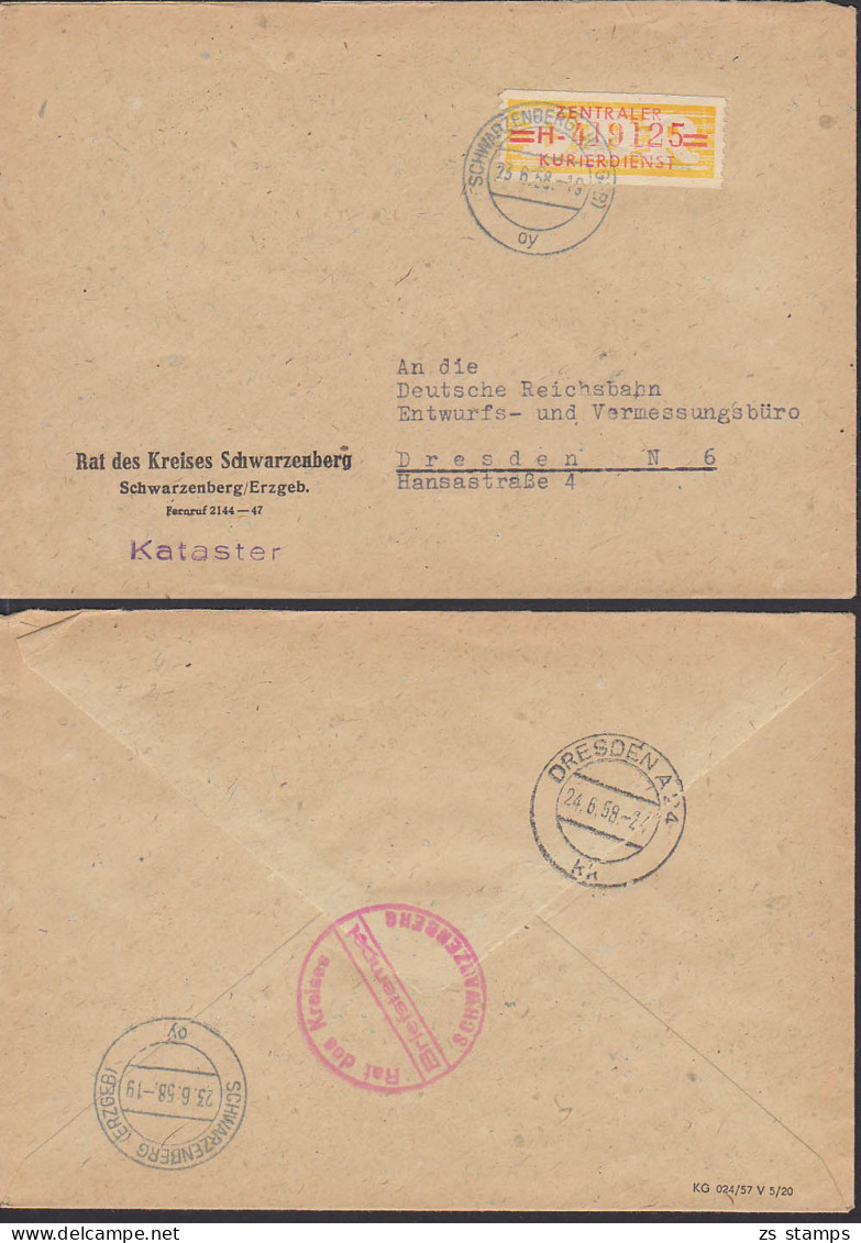 Schwarzenberg ZKD-Brief Vom Rat Des Kreises 23.6.58, Unkenntlichmachung Ausradiert - Cartas & Documentos