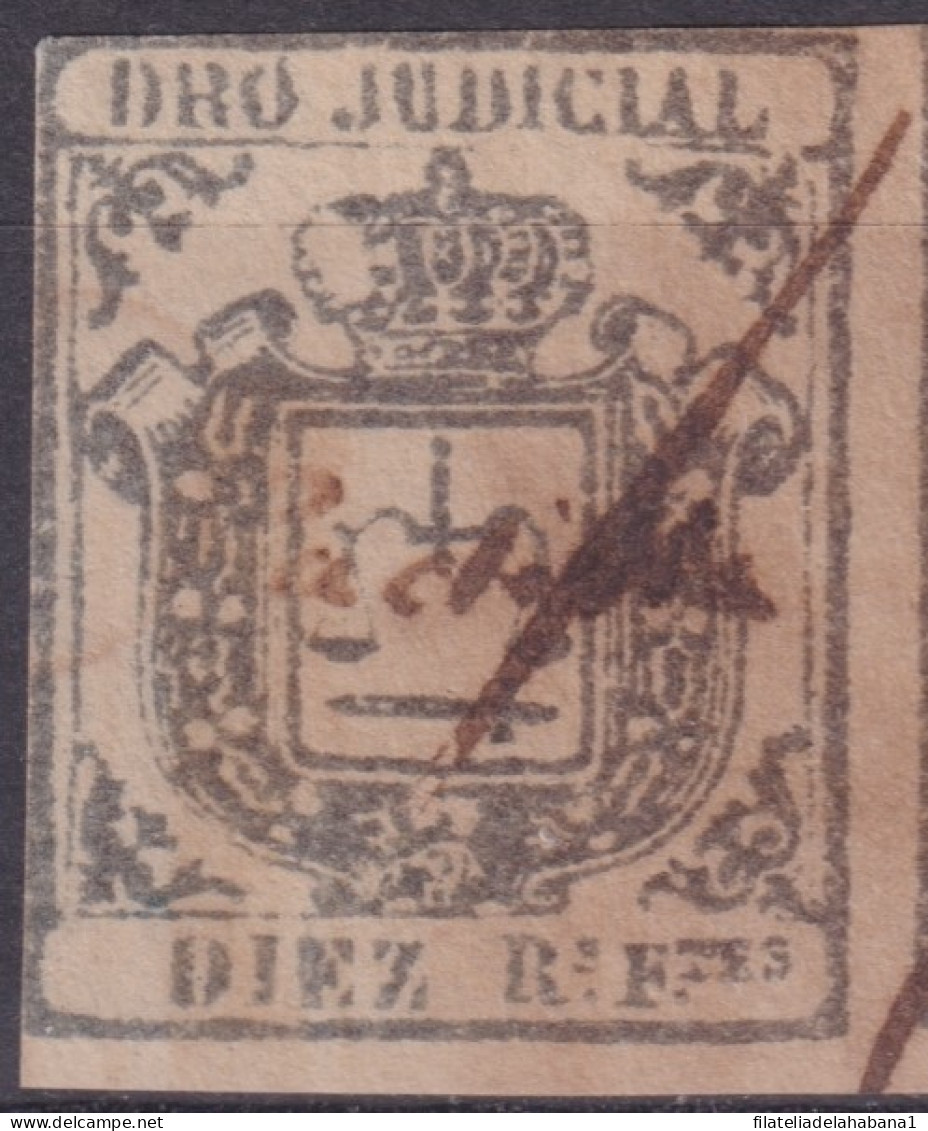 DER-171 CUBA SPAIN ANTILLES LG-2182 10r BROWN REVENUE DERECHO JUDICIAL FORGERY.  - Prephilately