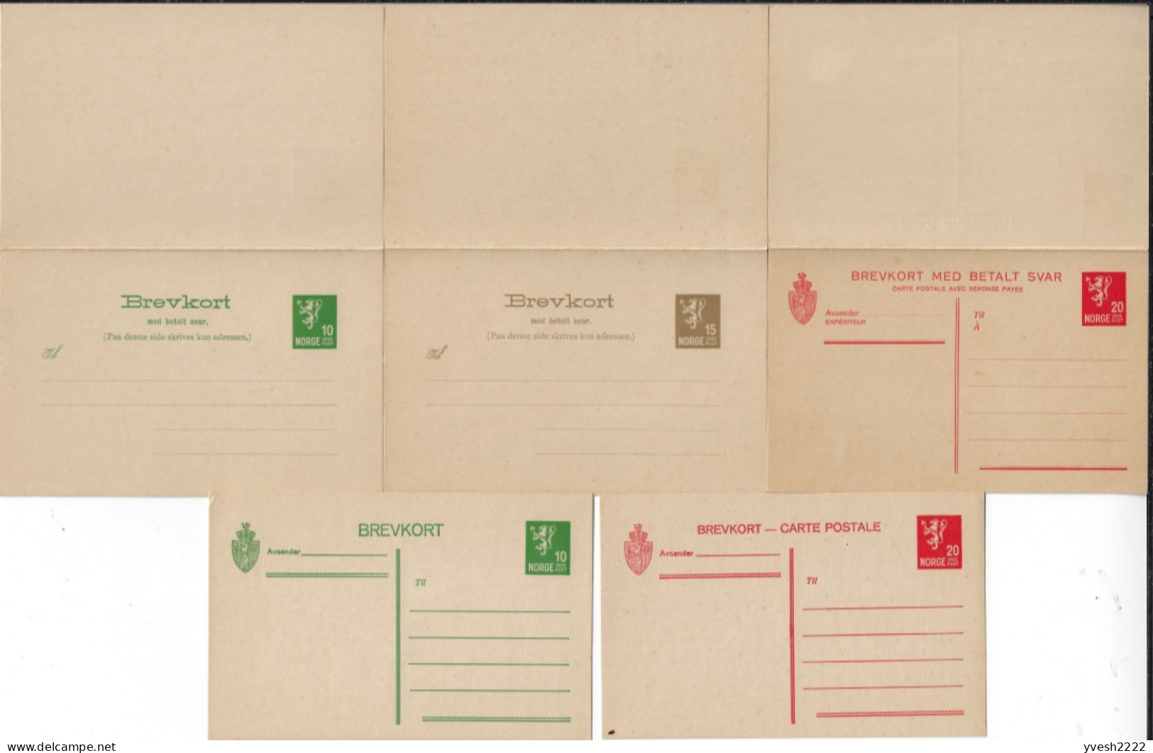 Norvège 1926 à 1937. 11 Entiers Postaux Michel P74, P76 à P79, P80X, P81Y, P82X, P83X, P84, P85. Superbes - Postal Stationery
