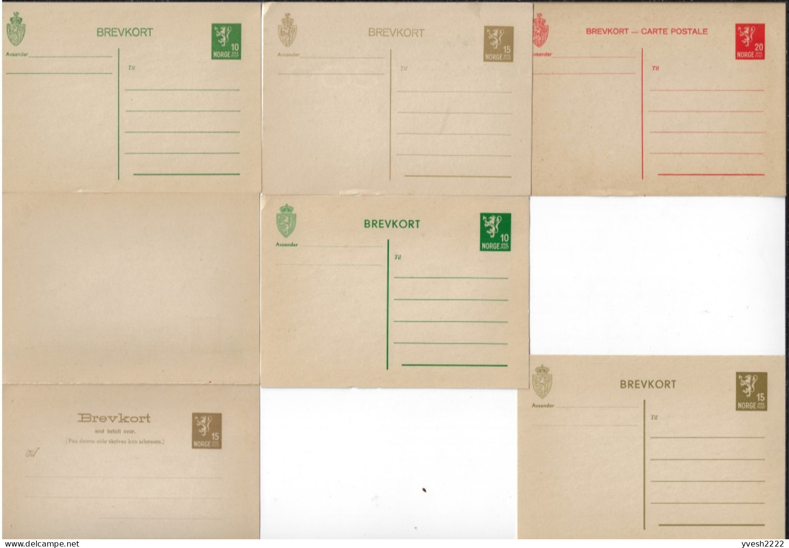 Norvège 1926 à 1937. 11 Entiers Postaux Michel P74, P76 à P79, P80X, P81Y, P82X, P83X, P84, P85. Superbes - Postal Stationery