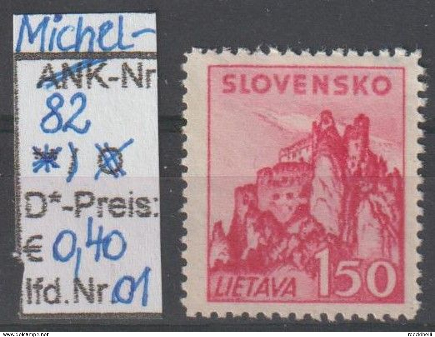 1941 - SLOWAKEI - FM/DM "Landschaften" 1,50 Ks Karmin - * Ungebraucht - S.Scan (82* 01-02 Slowakei) - Unused Stamps