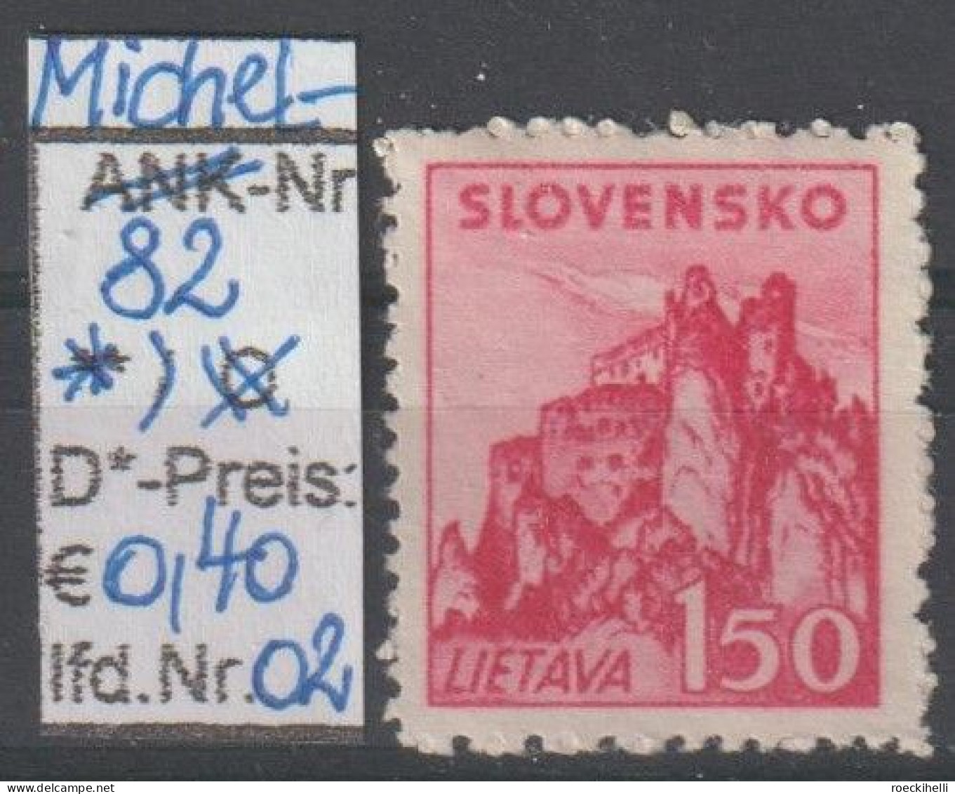 1941 - SLOWAKEI - FM/DM "Landschaften" 1,50 Ks Karmin - * Ungebraucht - S.Scan (82* 01-02 Slowakei) - Nuovi