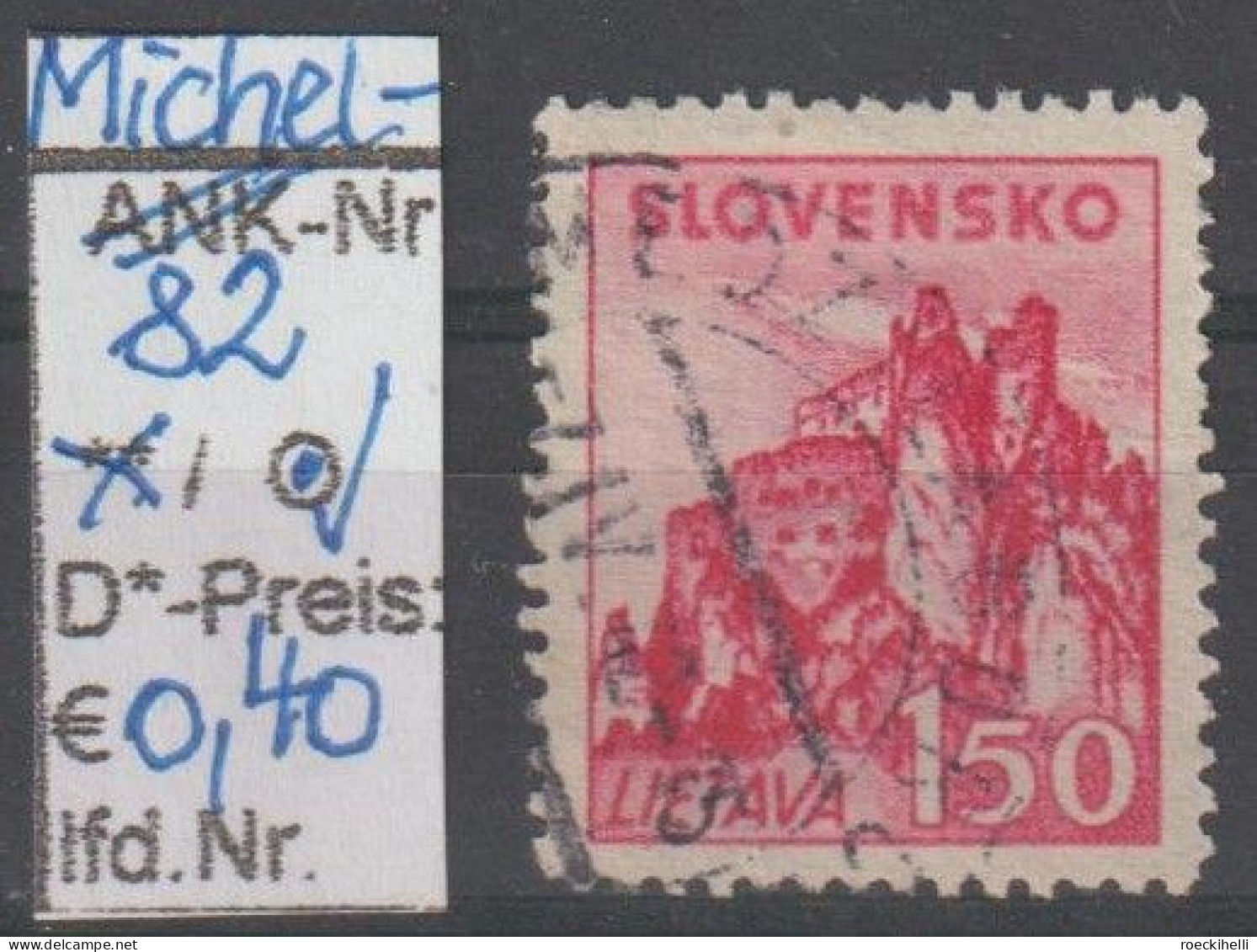 1941 - SLOWAKEI - FM/DM "Landschaften" 1,50 Ks Karmin - O Gestempelt - S.Scan (82o Slowakei) - Used Stamps