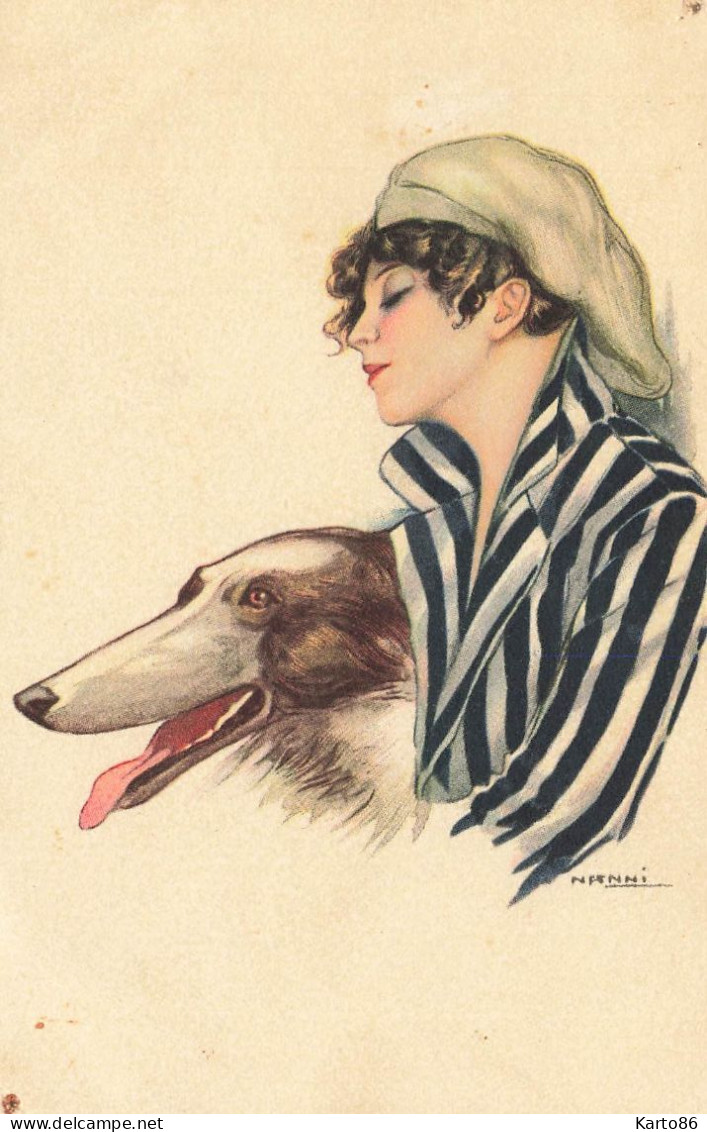 NANNI * CPA Illustrateur Nanni Italia Italien * Femme Et Chien * Dog Lévrier Greyhound * N°205 - Nanni