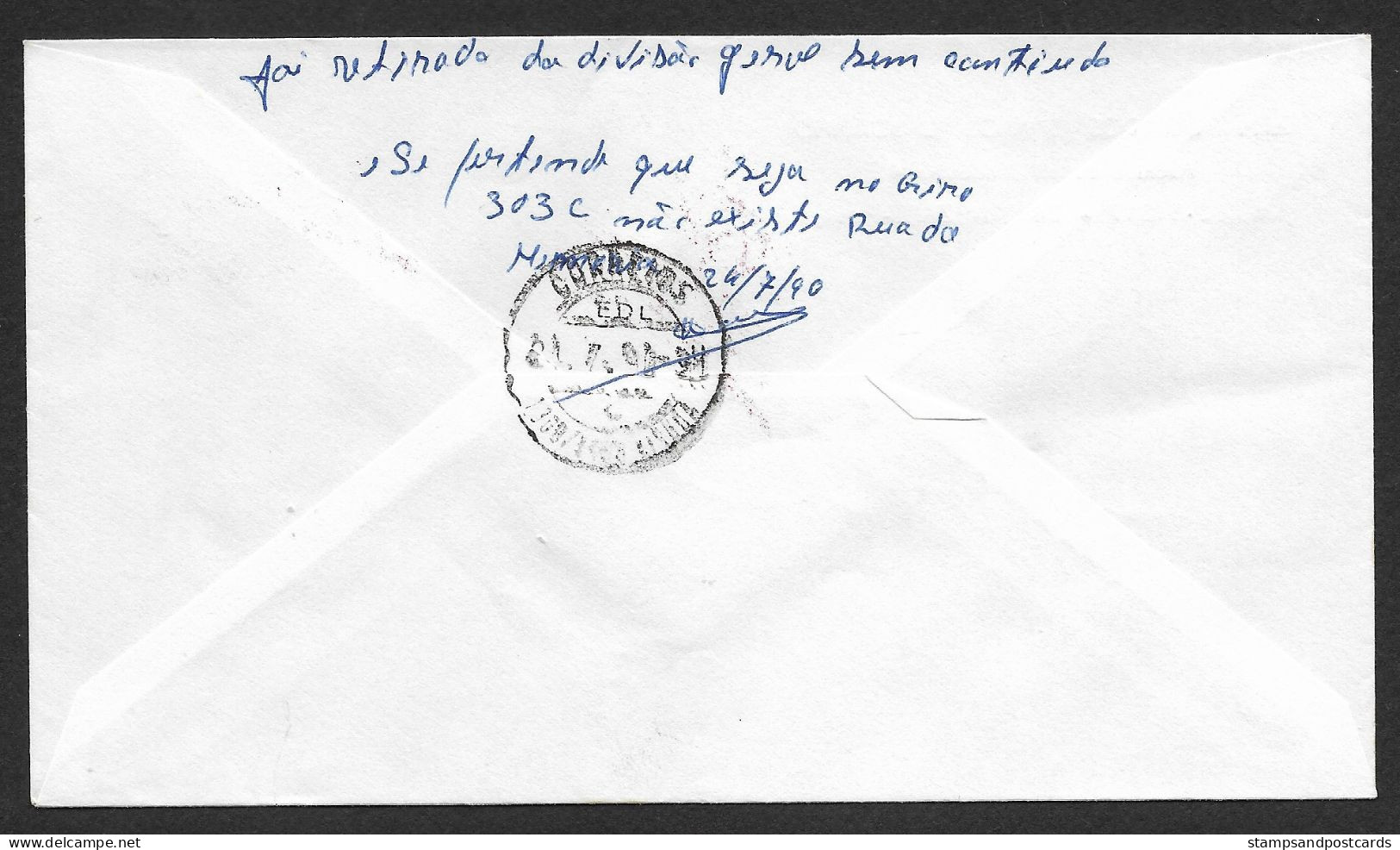 Portugal Lettre Retourné 1990 Cachet Commemoratif  Parlement Azores Horta Event Pmk Açores Parliament Returned Cover - Flammes & Oblitérations