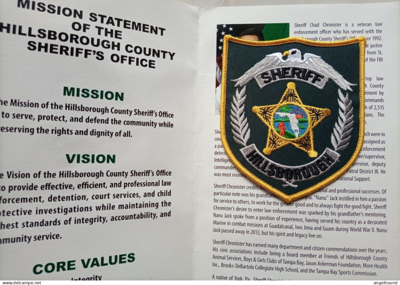 Hillsboro County Sheriff's Office , Tampa,  Florida USA - Ecussons Tissu