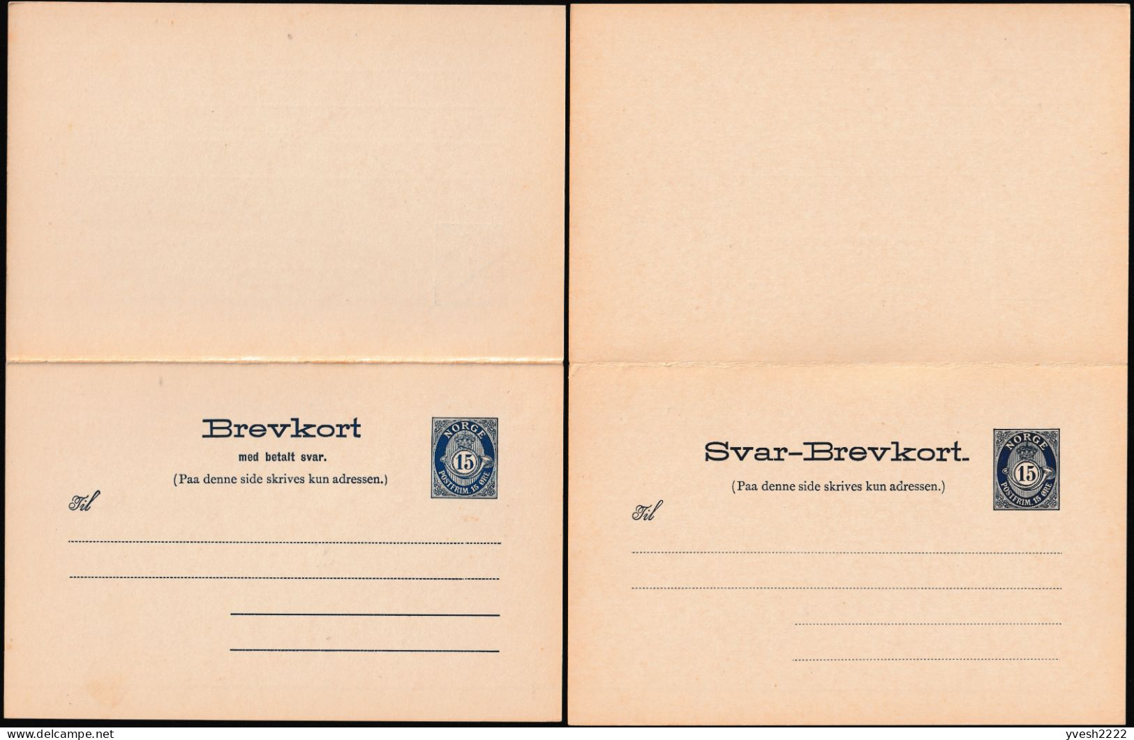 Norvège 1921 Et 1926. 2 Entiers Postaux Michel P66I Et P66II. Adresses Avec Petits Et Gros Points - Postal Stationery
