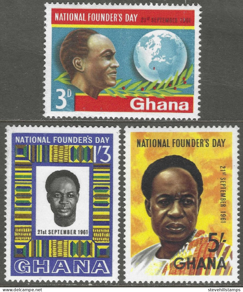 Ghana. 1961 Founders Day. MH Complete Set. SG 268-270 - Ghana (1957-...)
