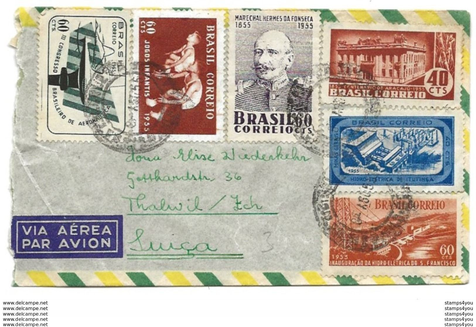205 - 60 - Enveloppe Envoyée Du Brésil En Suisse - Brieven En Documenten