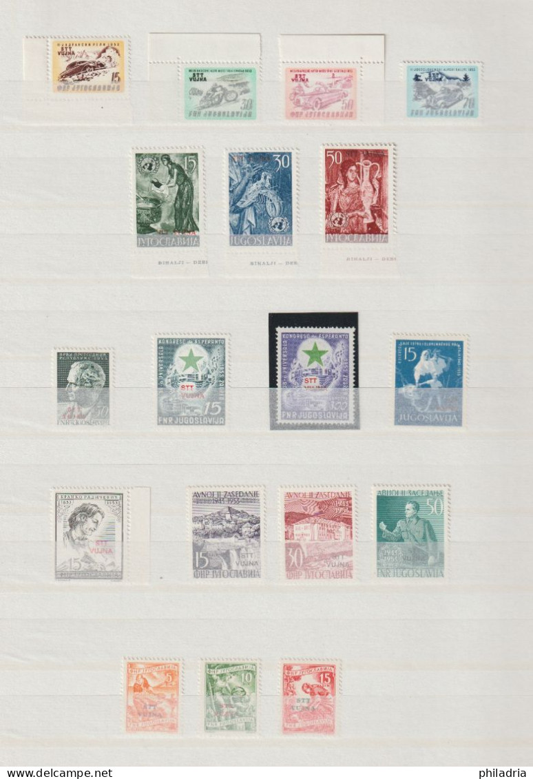 Triest B / VUJA, 1948/54, complete MNH collection, very good, far above average quality, including Tax, red cross stamps