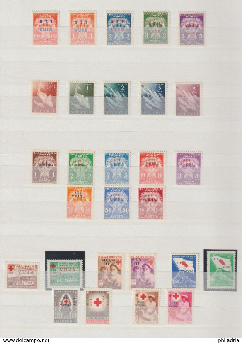 Triest B / VUJA, 1948/54, complete MNH collection, very good, far above average quality, including Tax, red cross stamps