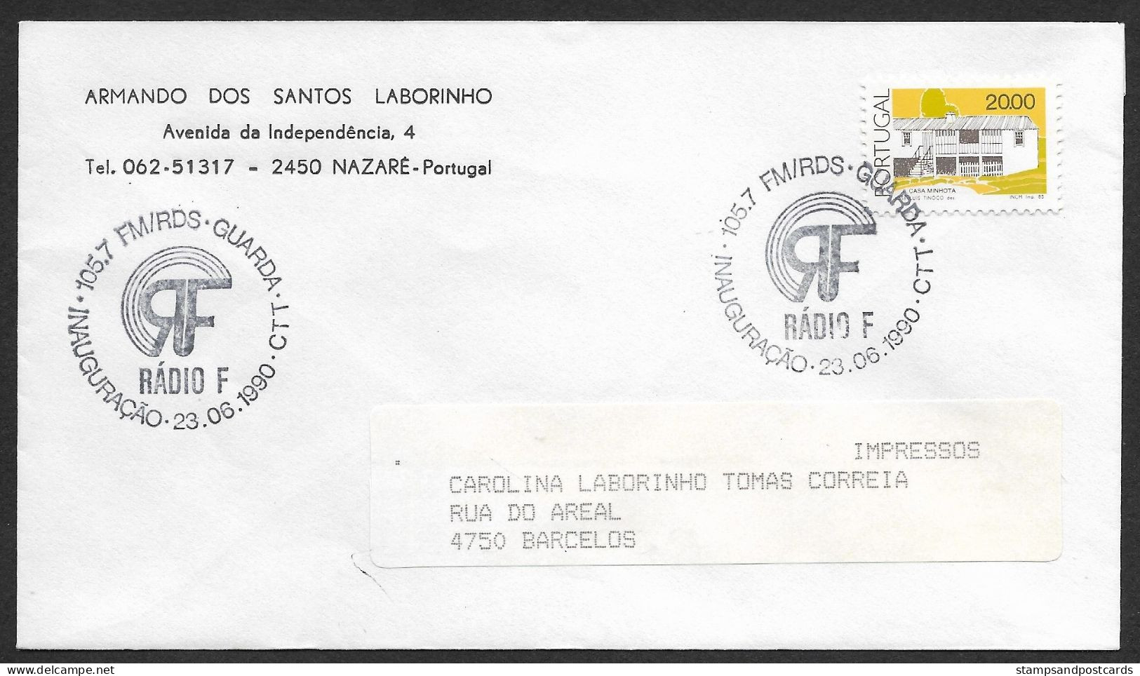 Portugal Cachet Commémoratif Radio F Guarda 1990 Radio Station Event Postmark - Postembleem & Poststempel