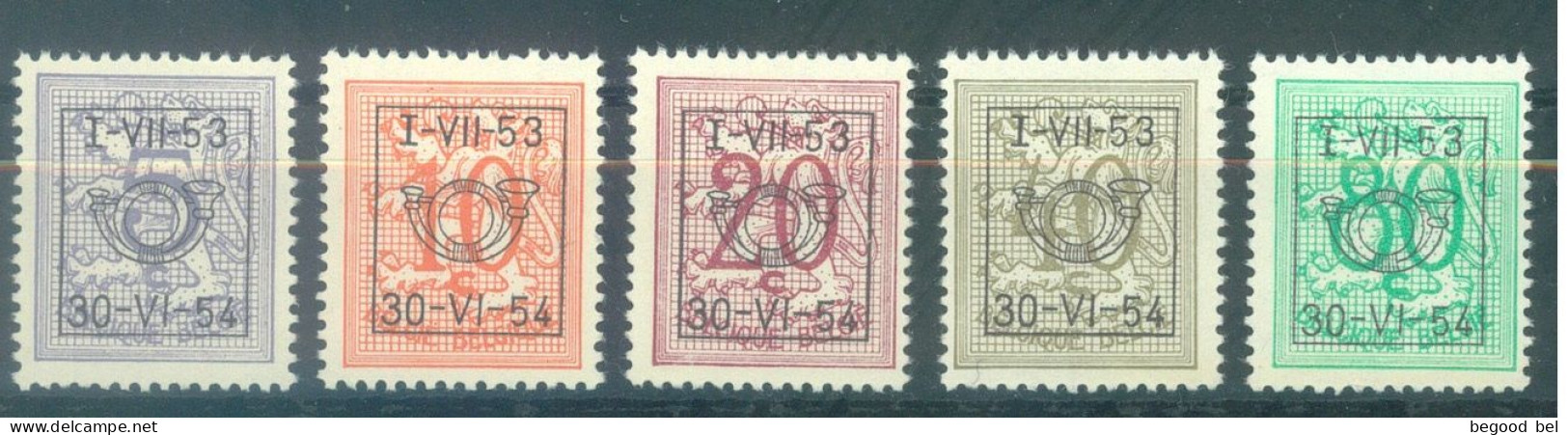 BELGIUM - I-VII-1953 30-VI-1954 - MH/* - LION HERALDIQUE -  COB PRE635-639 - Lot 25932 - Typografisch 1951-80 (Cijfer Op Leeuw)