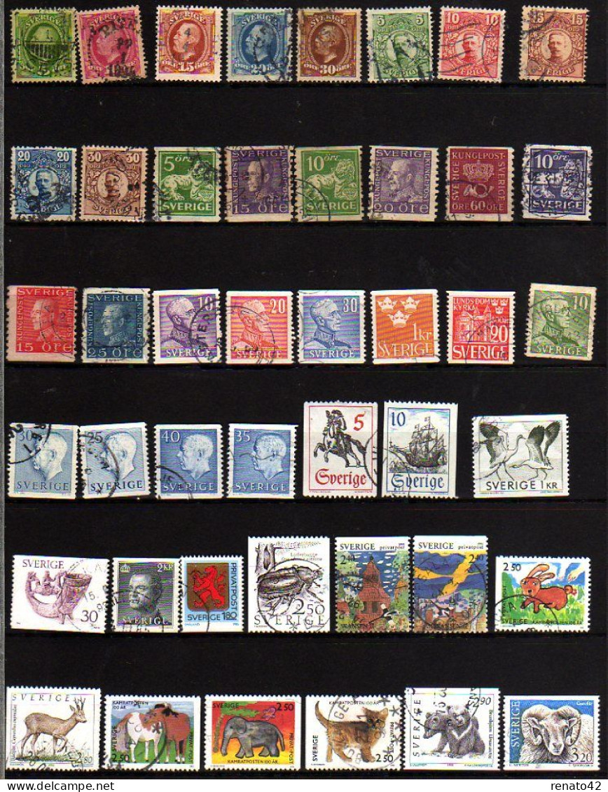 BON LOT De 82 TIMBRES OBLITERES SUEDE - Colecciones