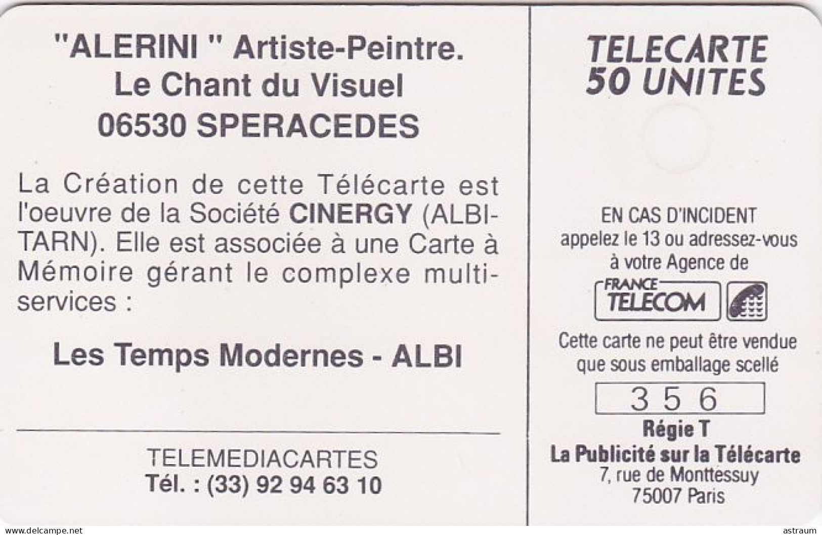 Telecarte Privée D182 LUXE - Violon Tableau Alerini  - 1000 Ex - Gem - 50 Un - 1989 Reste 25 Unités - Phonecards: Private Use