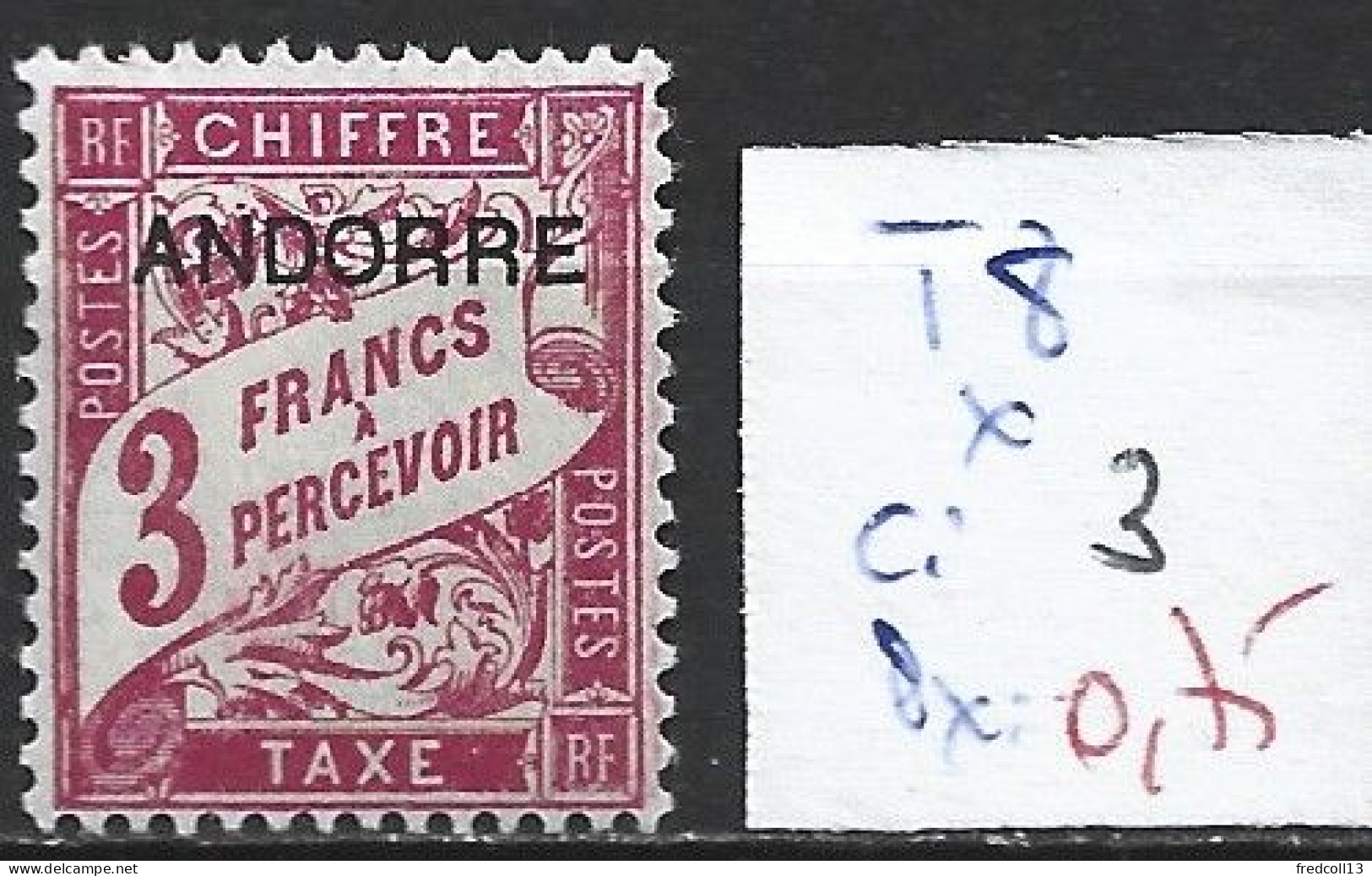 ANDORRE FRANCAIS TAXE 8 * Côte 3 € - Nuovi