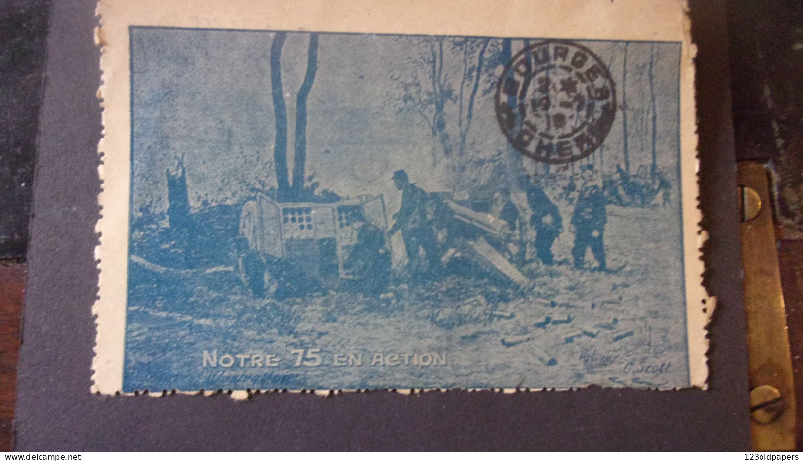 WWI NOTRE 75 EN ACTION TRESOR ET POSTES CARTE LETTRE ARMEES ALLIEES ECRITE 14 JUILLET 1918  BOURGES - Guerre De 1914-18