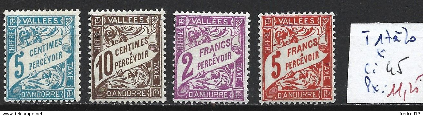 ANDORRE FRANCAIS TAXE 17 à 20 * Côte 45 € - Unused Stamps