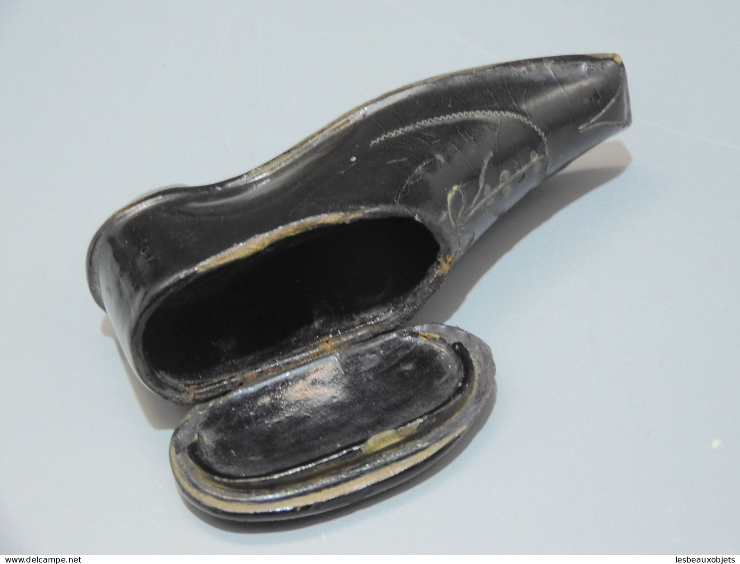 -2 BOITES A PRISER CARTON BOUILLI NAPOLEON III XIXe forme CHAUSSURES VITRINE  E