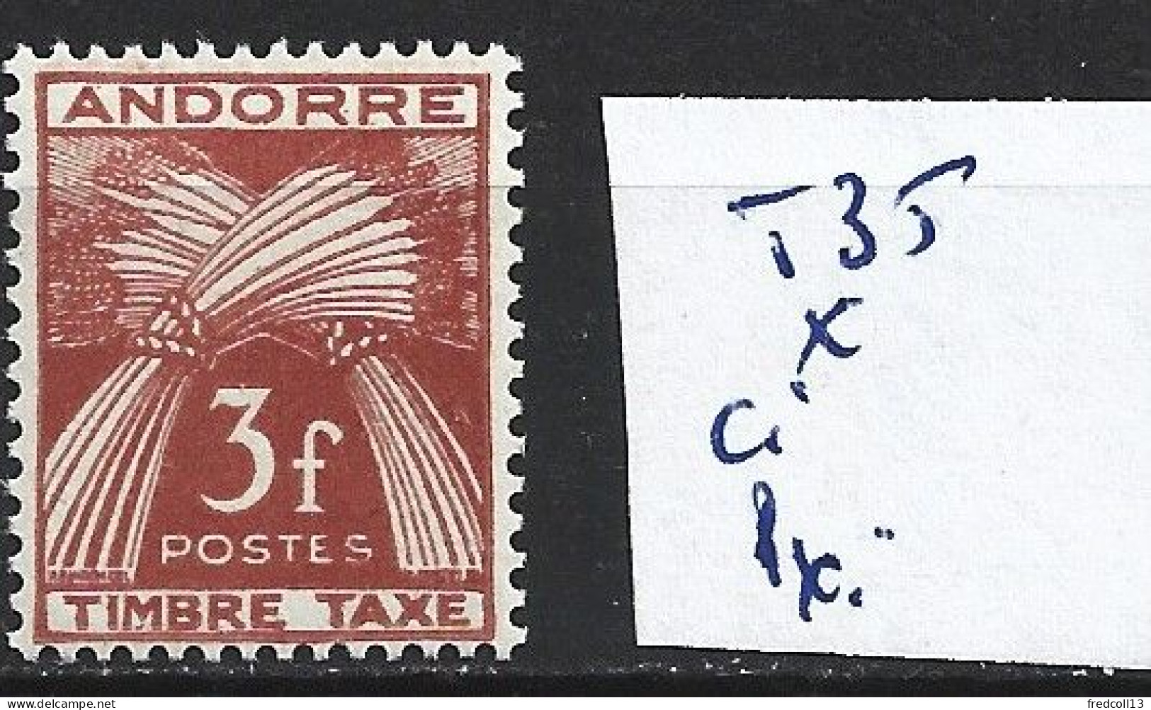 ANDORRE FRANCAIS TAXE 35 * Côte 1.55 € - Unused Stamps