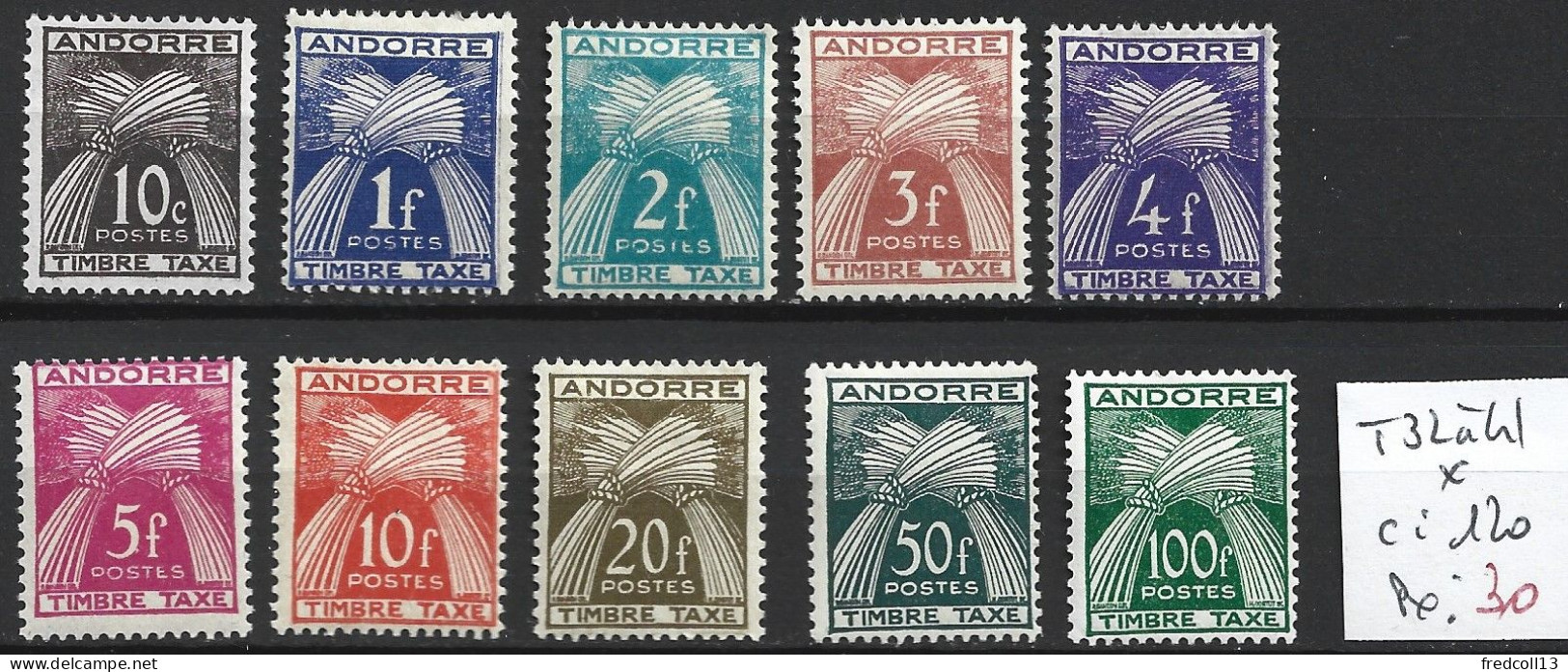 ANDORRE FRANCAIS TAXE 32 à 41 * Côte 120 € - Unused Stamps