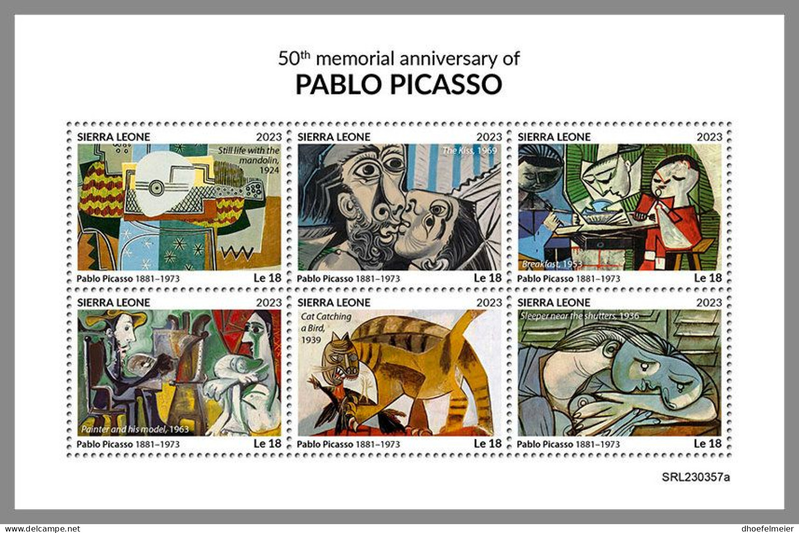 SIERRA LEONE 2023 MNH Pablo Picasso Paintings Gemälde M/S – IMPERFORATED – DHQ2347 - Picasso