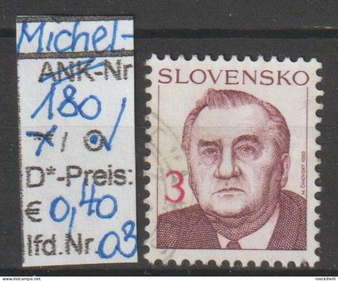 1993 - SLOWAKEI - FM/DM "Michal Kovac"  3 Sk Mehrf. - O  Gestempelt - S.Scan (180o 01-03 Slowakei) - Oblitérés