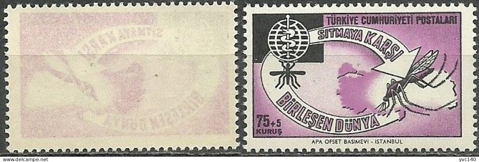 Turkey; 1962 World Malaria Eradication "Abklatsch" ERROR - Unused Stamps