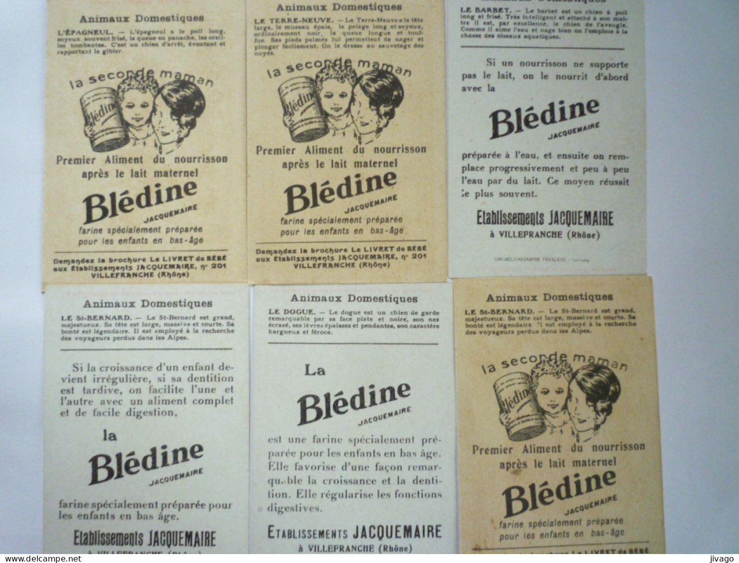 2023 - 3215  LOT De 5 IMAGES  PUB  "BLEDINE"   (CHIENS)   XXX - Non Classificati