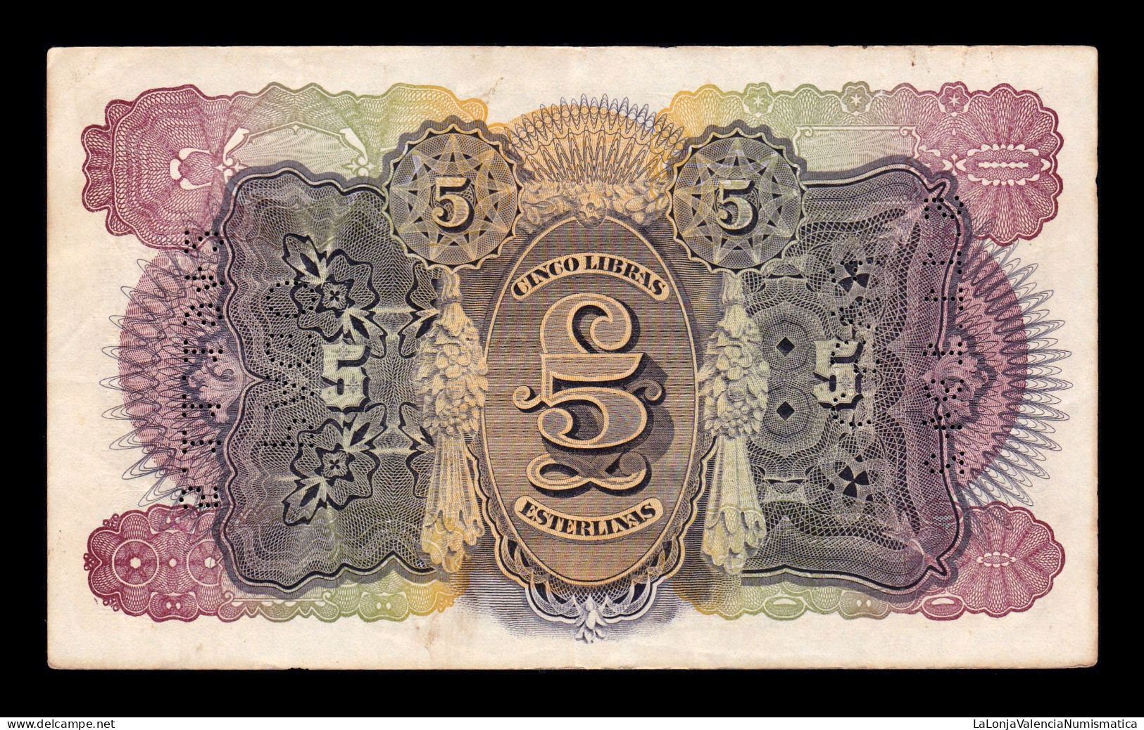 Mozambique Beira 5 Libras Esterlinas 1934 Pick R32 Ebc Xf - Mozambique