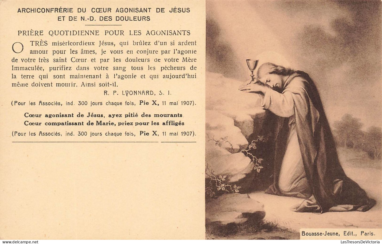 RELIGIONS - CROYANCES - Archiconfrérie Du Cœur Agonisant De Jésus Et De Notre-Dame Des Douleurs - Carte Postale Ancienne - Jésus