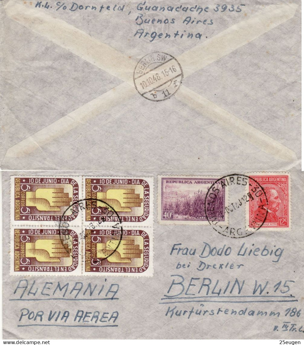 ARGENTINA 1948  AIRMAIL  LETTER SENT FROM BUENOS AIRES TO BERLIN - Briefe U. Dokumente