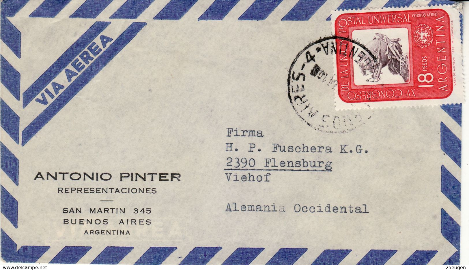 ARGENTINA 1964  AIRMAIL  LETTER SENT FROM BUENOS AIRES TO FLENSBURG - Brieven En Documenten