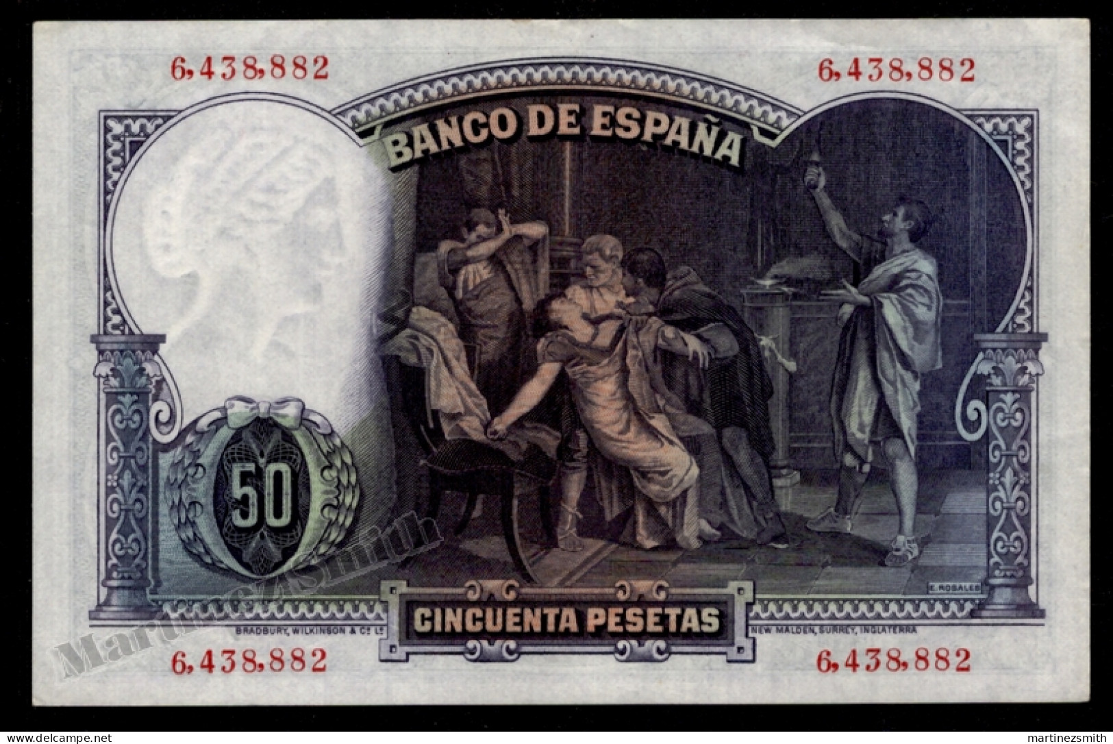 Spain II Republic Banknote Year 1931 Eduardo Rosales Value 25 Pesetas Pick 82 - Condition AU - 50 Peseten