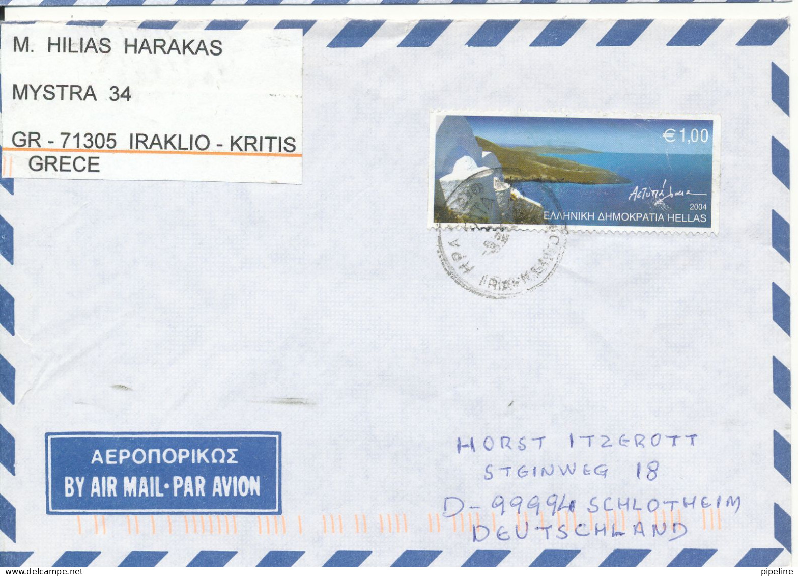 Greece Air Mail Cover Sent To Germany 2004 Single Franked - Briefe U. Dokumente