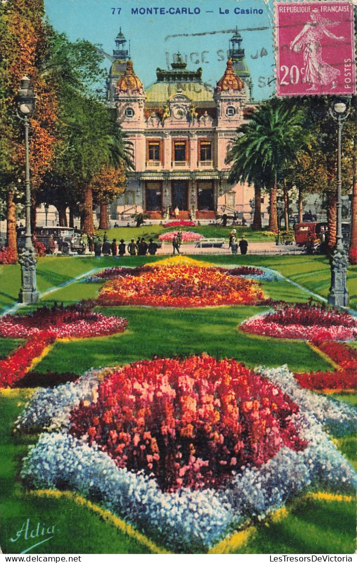 MONACO - Le Casino - Jardin - Fleurs - Animé - Colorisé - Carte Postale - Casinò