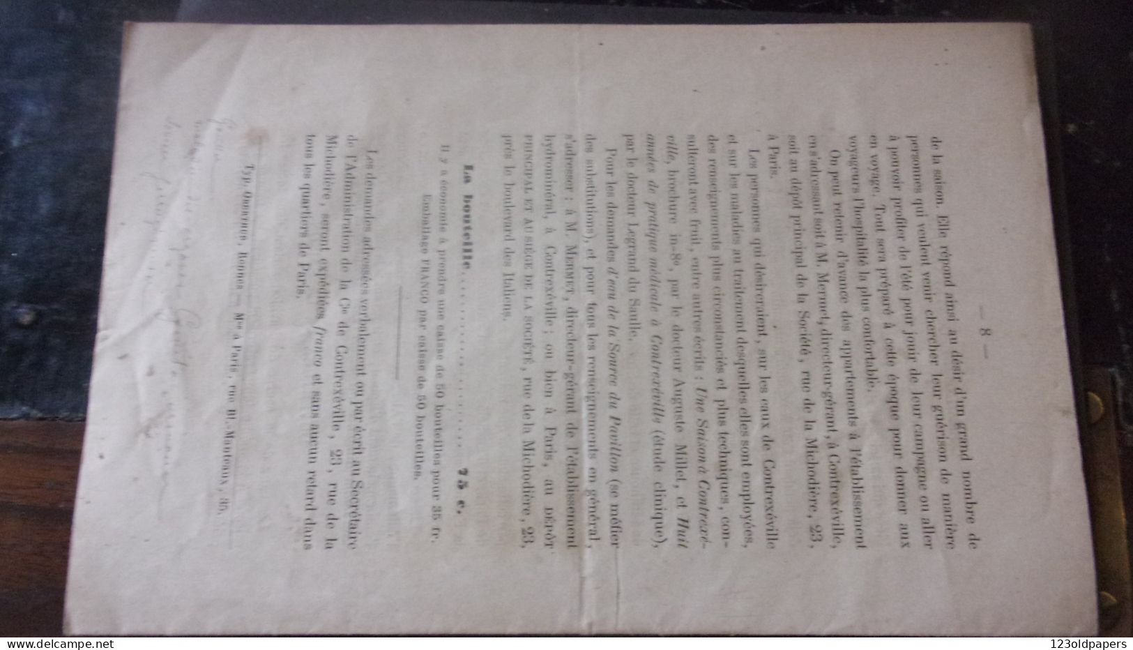 1865 NOTICE SUR EAUX MINERALES SOURCE DU PAVILLON CONTREXEVILLE ETABLISSEMENT  HYDROMINERAL HISTORIQUE .. - Lorraine - Vosges