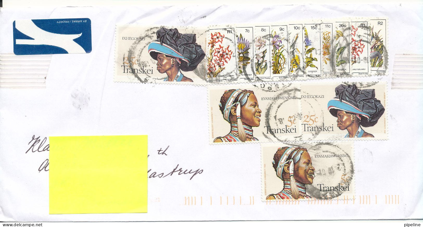 RSA Transkei Cover Sent Air Mail To Denmark With A Lot Of Stamps - Covers & Documents