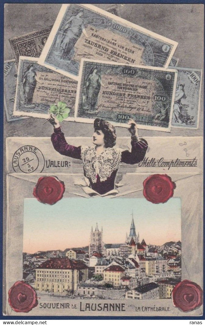CPA Billet De Banque Banknote Non Circulé Lausanne Suisse - Münzen (Abb.)