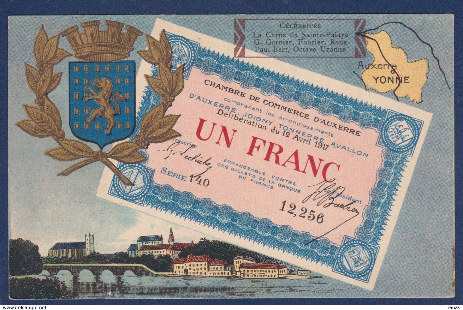 CPA Billet De Banque Banknote Non Circulé Yonne Billet De Nécessité - Monnaies (représentations)