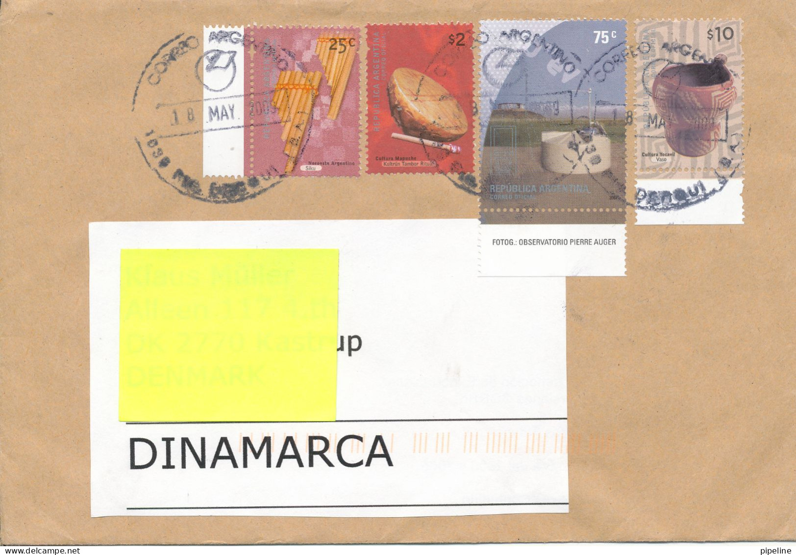 Argentina Cover Sent To Denmark 18-5-2009 Topic Stamps - Cartas & Documentos