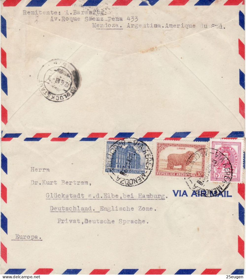 ARGENTINA 1948  AIRMAIL LETTER SENT FROM MENDOZA TO GLUECKSTADT - Briefe U. Dokumente