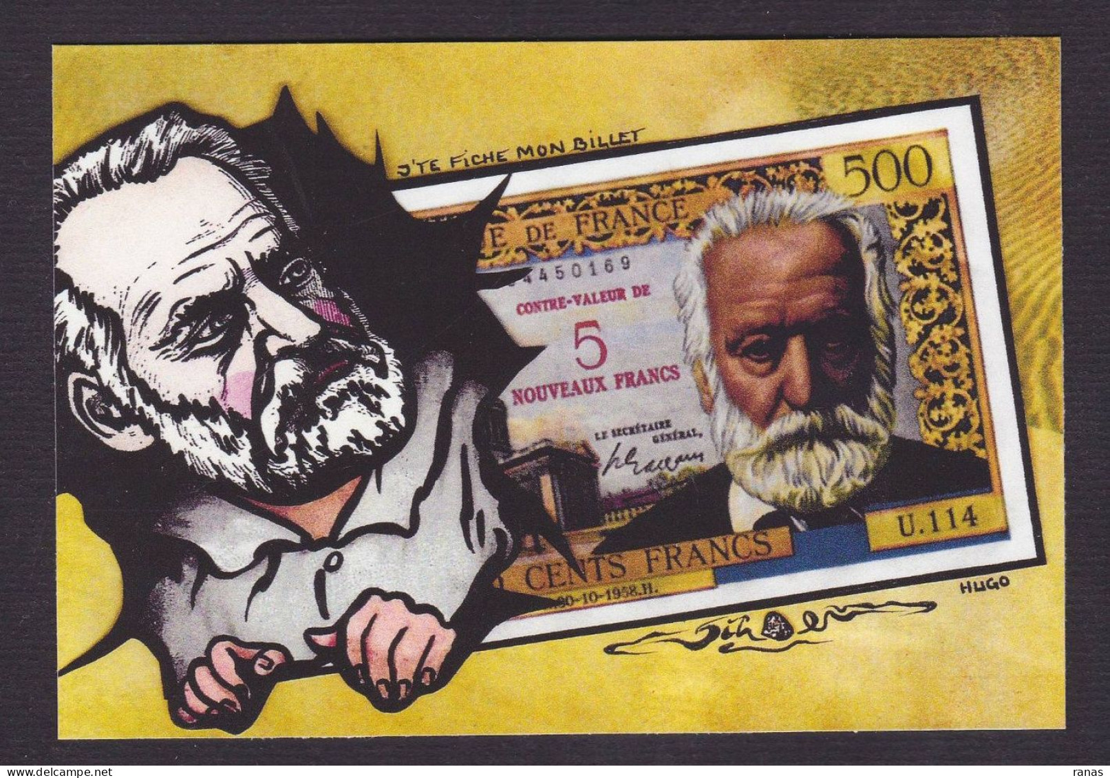 CPM Billet De Banque 30 Ex. Numérotés Signés JIHEL Satirique Caricature Banknote Victor Hugo - Münzen (Abb.)