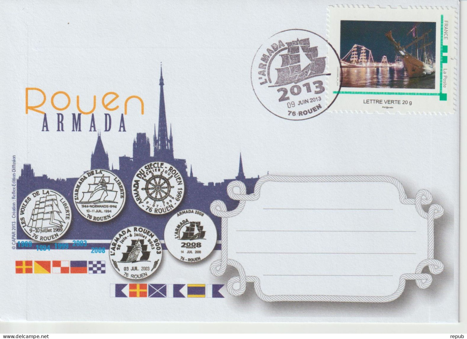 France 2013 Armada Rouen Sur Carte - Briefe U. Dokumente