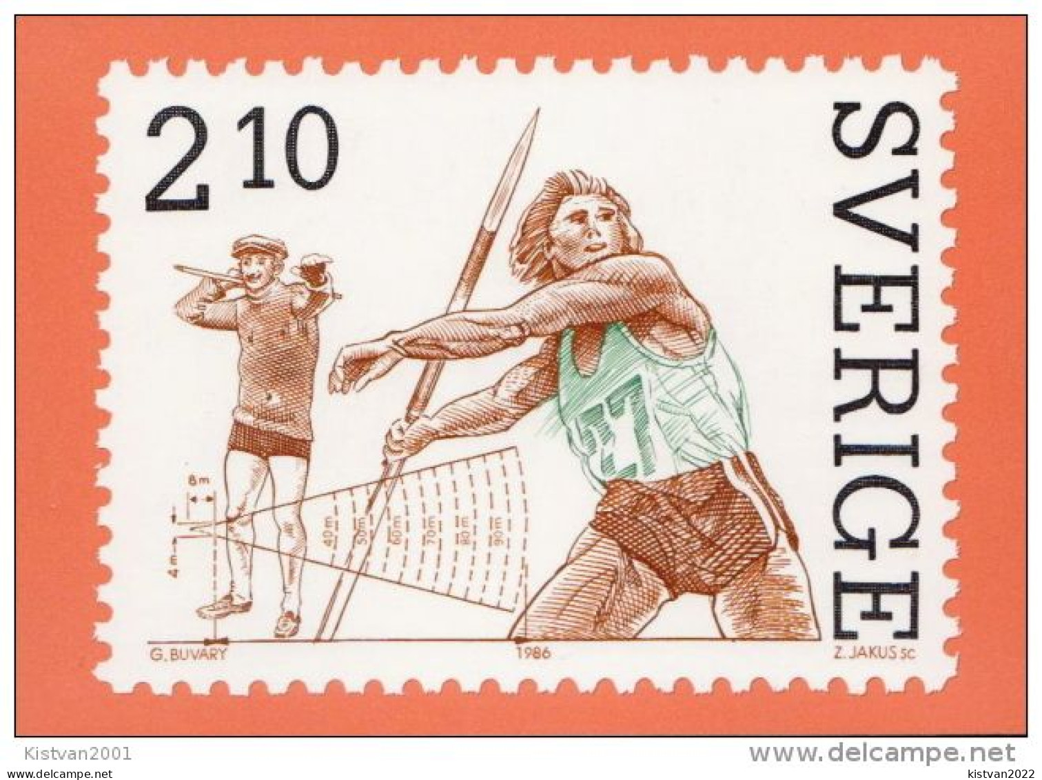 Sweden Sport Stamps On Postcards - Timbres (représentations)